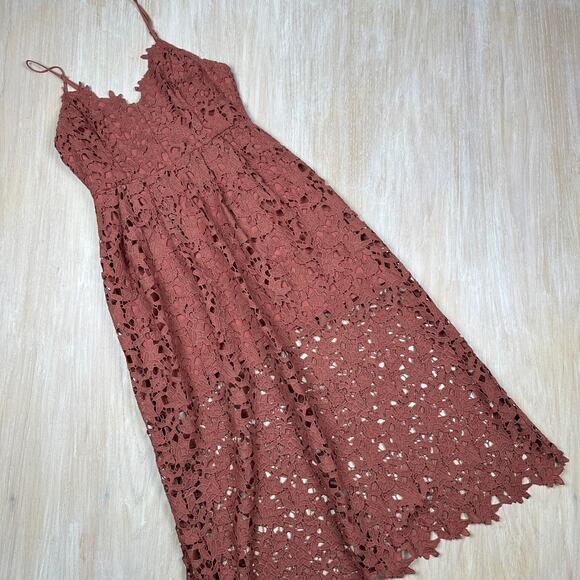 ASTR The Label Lace A-Line Spaghetti Strap Romantic Boho Chic Midi Dress Medium - Picture 6 of 16